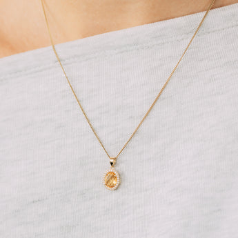 Natural Quartz and Cubic Zirconia Pendant in 9ct Yellow Gold