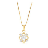 Freshwater Pearl and Cubic Zirconia Pendant in 9ct Yellow Gold
