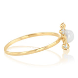Freshwater Pearl and Cubic Zirconia Ring in 9ct Yellow Gold