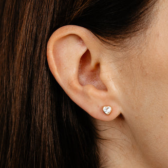 Cubic Zirconia 5mm Heart Shaped Stud Earrings in 9ct Yellow Gold