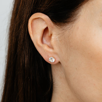 Cubic Zirconia 7mm Stud Earring in 9ct Yellow Gold