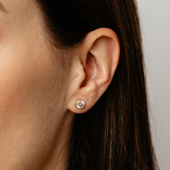 Cubic Zirconia 6mm Stud Earrings in 9ct Yellow Gold
