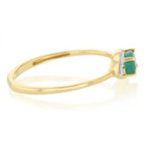 Natural Emerald and Diamond Ring in 9ct Yellow Gold