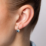 Swiss Blue Topaz and Diamond Drop Earrings in 9ct Yellow Gold