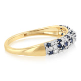 Natural Blue Sapphire and 1/4 Carat Diamond Ring in 9ct Yellow Gold