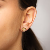 Cubic Zirconia Knot Stud Earrings in 9ct 2 Tone Gold