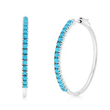 2.40 Carat Turquoise Hoop Earring in Sterling Silver