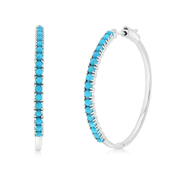 2.40 Carat Turquoise Hoop Earring in Sterling Silver