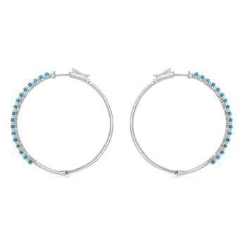 2.40 Carat Turquoise Hoop Earring in Sterling Silver