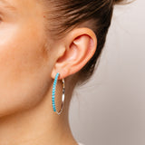 2.40 Carat Turquoise Hoop Earring in Sterling Silver