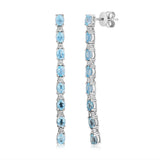 3.30 Carat Natural Sky Blue Topaz and White Cubic Zirconia Drop Earrings in Sterling Silver