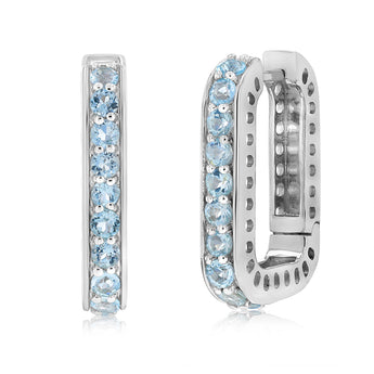 1.70 Carat Sky Blue Topaz Hoop Earring in Sterling Silver