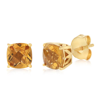 1.80 Carat Citrine Stud Earrings in Gold Plated Sterling Silver
