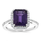 3.50 Carat Amethyst and White Cubic Zirconia Ring in Sterling Silver