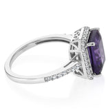 3.50 Carat Amethyst and White Cubic Zirconia Ring in Sterling Silver