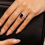 3.50 Carat Amethyst and White Cubic Zirconia Ring in Sterling Silver