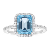 4 Carat Swiss Blue Topaz and White Zirconia Ring in Sterling Silver