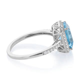 4 Carat Swiss Blue Topaz and White Zirconia Ring in Sterling Silver