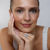 4 Carat Swiss Blue Topaz and White Zirconia Ring in Sterling Silver