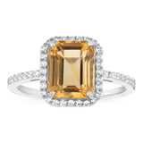 3.50 Carat Citrine and White Zirconia Ring in Sterling Silver