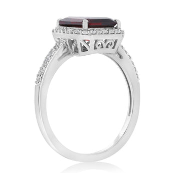 3.50 Carat Garnet and White Zirconia Ring in Sterling Silver