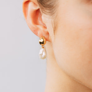 Keshi Pearl Drop Earrings in Gold Plated Sterling Silver