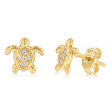 Cubic Zirconia Turtle Stud Earrings in 9ct Yellow Gold