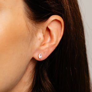 Cubic Zirconia Oval Stud Earrings in 9ct Yellow Gold