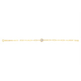 Mother of Pearl Heart Paperclip Bracelet in 9ct Yellow Gold