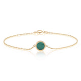 Malachite Disc Adjustable 19cm Bracelet in 9ct Yellow Gold