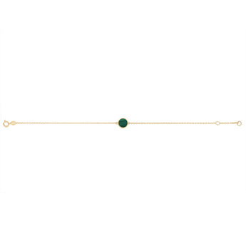 Malachite Disc Adjustable 19cm Bracelet in 9ct Yellow Gold