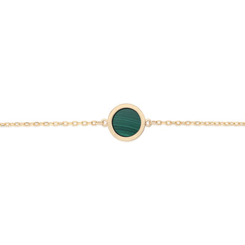 Malachite Disc Adjustable 19cm Bracelet in 9ct Yellow Gold