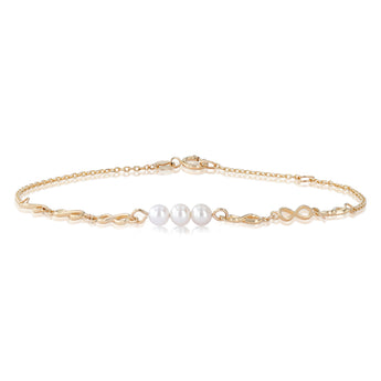 Pearl Eternity 19cm Bracelet in 9ct Yellow Gold
