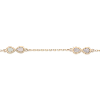 Mother of Pearl Infinity Adjustable 19cm Bracelet in 9ct Yellow Gold