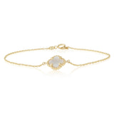 Mother of Pearl Clover Adjustable 19cm Bracelet in 9ct Yellow Gold