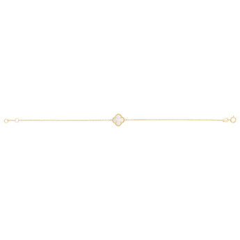Mother of Pearl Clover Adjustable 19cm Bracelet in 9ct Yellow Gold
