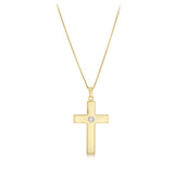 Cubic Zirconia Plain Cross Pendant in 9ct Yellow Gold