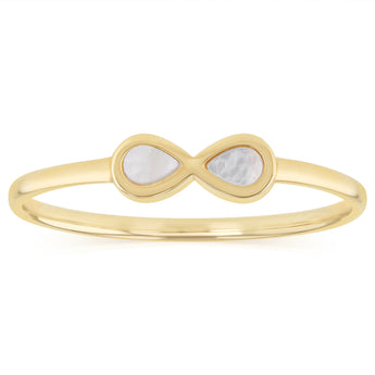 Mother of Pearl Infinity Ring in 9ct Yellow Gold