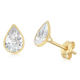Cubic Zirconia Tear Stud Earrings in 9ct Yellow Gold
