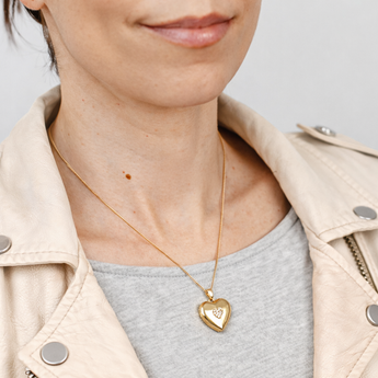 Heart Cubic Zirconia Locket in Gold Plated Silver