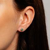 Natural Emerald Stud Earrings in Sterling Silver