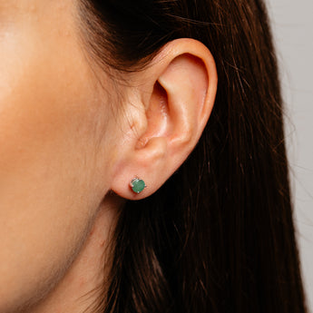 Natural Emerald Stud Earrings in Sterling Silver
