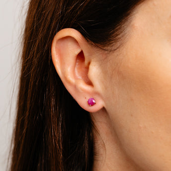 Natural Ruby Stud Earrings in Sterling Silver
