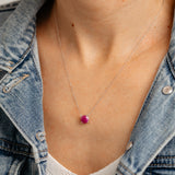 Natural Ruby Pendant on 45cm Chain in Sterling Silver