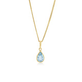 Natural Blue Topaz Bezel Pendant in 9ct Yellow Gold