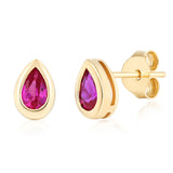 Created Ruby Stud Earrings in 9ct Yellow Gold