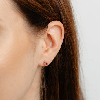 Created Ruby Stud Earrings in 9ct Yellow Gold