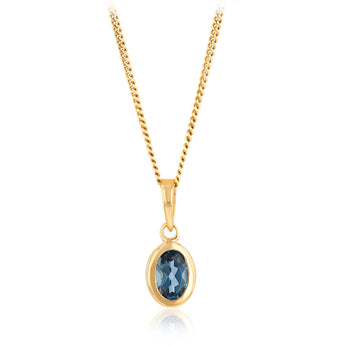 London Blue Topaz Pendant in 9ct Yellow Gold