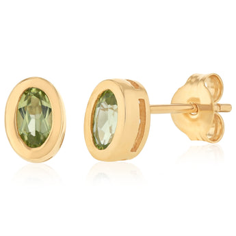 Peridot Stud Earrings in 9ct Yellow Gold