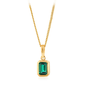 Created Emerald Pendant in 9ct Yellow Gold